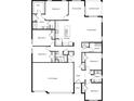 Detailed floor plan of the property showing 5 bedrooms, 3 bathrooms, a kitchen, and a 3-car garage at 17231 Whiskey Creek Trl, Parrish, FL 34219