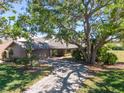 Charming home with a long driveway and mature tree providing shade at 5604 Doral Dr, Sarasota, FL 34243