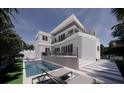 Luxury home showcasing a backyard pool, patio, and balcony with modern design at 610 Hibiscus Way, Longboat Key, FL 34228