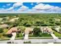 This aerial view of the property shows its location, lush landscaping, and backyard at 8449 Lone Eagle Way, Sarasota, FL 34241