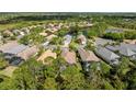 Aerial view of neighborhood homes with backyard pools surrounded by lush trees and landscaping at 11716 Strandhill Ct, Lakewood Ranch, FL 34202