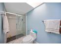 Bright bathroom with a glass-enclosed shower and a skylight at 19990 Midway Blvd, Port Charlotte, FL 33948