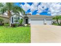 Lovely single-Gathering home with a three-car garage, beautiful landscaping, and lush green lawn at 15612 Trinity Fall Way, Bradenton, FL 34212