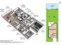 Detailed floor plan showing the layout of the home, including bedrooms, living areas, and screened lanai at 5590 Rain Lily Ct, Sarasota, FL 34238