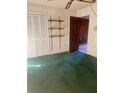 Bedroom with green carpet, closet, and natural light from the large window at 2712 52Nd Avenue W Ter, Bradenton, FL 34207