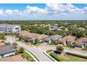 Overhead view of a residential community showcasing well-maintained homes, landscaping and proximity to local amenities at 5673 Piccolo St, Nokomis, FL 34275