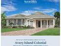 Charming one-story Avery Island Colonial features a symmetrical design, manicured lawn, and paver driveway at 17916 Palmiste Dr, Bradenton, FL 34202