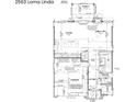 Detailed first-floor plan showcasing the layout of the living spaces, garage, kitchen, dining, and office areas at 2563 Loma Linda St, Sarasota, FL 34239