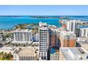 Breathtaking aerial view showcasing the waterfront condo with stunning ocean views at 33 S Palm # 1103, Sarasota, FL 34236