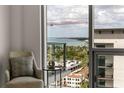 Relaxing view from condo window of tree lined streets and Sarasota Bay at 301 Quay Commons # 1204, Sarasota, FL 34236