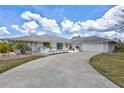 Spacious home exterior features a circular driveway, attached garage and manicured landscaping, enhancing the property's curb appeal at 4487 Glebe Farm Rd, Sarasota, FL 34235