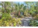 Beautifully landscaped yard with lush greenery and a charming walkway at 2315 Mcclellan Pkwy, Sarasota, FL 34239