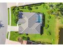 Overhead view of a well-maintained home featuring a private pool and backyard at 8718 Grey Oaks Ave, Sarasota, FL 34238
