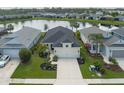 Breathtaking aerial shot of home near lake showcasing lush landscaping and neighborhood at 4839 Deep Creek Ter, Parrish, FL 34219