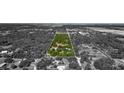 Aerial view of property and home, outlined in white against tree covered landscape at 4876 253Rd E St, Myakka City, FL 34251
