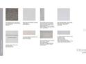 Selection of interior materials including flooring, countertops, backsplash, and cabinet finishes at 7048 Foxboro Way, Nokomis, FL 34275