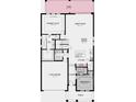 This floor plan displays the layout of the first story, showcasing the garage, primary suite, and great room at 7052 Foxboro Way, Nokomis, FL 34275