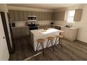Modern kitchen featuring a large island with seating and stainless steel appliances at 4618 Hawthorn Ave, Parrish, FL 34219