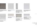 Selection of interior finish samples, showcasing color schemes for floors, countertops, and cabinets at 8505 Snowfall St, Sarasota, FL 34241