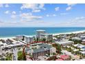 Aerial view of condo complex near the beach with ocean views in a red circle at 845 Benjamin Franklin Dr # 101, Sarasota, FL 34236
