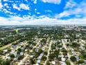 Expansive aerial view of a neighborhood with lush greenery and distant cityscape views at 2483 Bay St, Sarasota, FL 34237