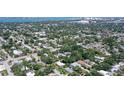 Overhead view of the neighborhood with mature trees and lush landscaping near the waterfront at 2425 Calamonga Ln, Sarasota, FL 34239