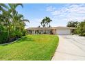 Beautiful single-story home featuring lush landscaping, a spacious lawn, and a two-car garage, located in a desirable neighborhood at 10432 Sandpiper W Rd, Bradenton, FL 34209