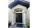 Elegant black double front door framed by stately white columns and a textured facade at 1109 Riverscape St, Bradenton, FL 34208