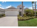 Charming two-story home boasts a well-manicured lawn, lush landscaping, and a spacious two-car garage at 6523 Blue Grosbeak Cir, Lakewood Ranch, FL 34202