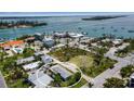 Aerial view displays the property near shops, restaurants, and a stunning waterfront at 7030 Lois Ave, Longboat Key, FL 34228