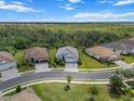 Aerial view showcasing a neighborhood with well-maintained homes and lush green landscaping at 13319 Deep Blue Pl, Bradenton, FL 34211