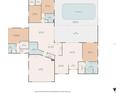 Detailed floor plan showcasing room dimensions, layout, and the pool and patio area at 1836 Ironwood Ct, Venice, FL 34293