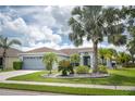 Beautiful home with lush green lawn and mature palm trees enhancing its appeal at 12026 Warwick Cir, Parrish, FL 34219