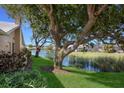 Beautiful backyard with lush greenery and waterfront views creating a serene outdoor living space at 1447 Gleneagles Dr, Venice, FL 34292