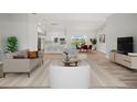Bright and airy living room featuring an open layout, modern furnishings, and seamless flow to the pool area at 7912 Estates Dr, Sarasota, FL 34243