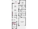 Layout showcasing 4 bedrooms, 3 baths, flex space, great room, kitchen and dining, a 2-car garage, and a lanai at 8579 Big Dipper Dr, Sarasota, FL 34241