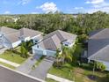 Aerial view of a beautifully landscaped neighborhood with well-maintained homes and manicured lawns under a bright blue sky at 12706 Cobalt Ter, Bradenton, FL 34211
