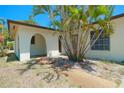 Close-up of arched entryway surrounded by tropical trees, leading to the charming home at 1223 De Narvaez Ave, Bradenton, FL 34209