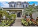 Close-up of the front door and attractive landscaping leading to the entryway at 6001 Anise Dr, Sarasota, FL 34238