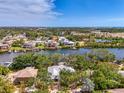 Aerial view of the property showcasing the stunning canal front location at 5377 Palos Verdes Dr, Sarasota, FL 34231