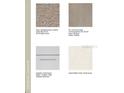 Selection of new home materials including carpet, tile, cabinets, and quartz pebble at 5885 Biscotti St, Nokomis, FL 34275