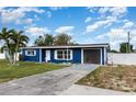Charming curb appeal with well-maintained lawn and blue exterior on this cozy single-Gathering home at 3095 Pinetree St, Port Charlotte, FL 33952