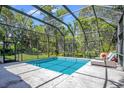 Enjoy a refreshing swim in this screened-in pool surrounded by lush greenery and lounge chairs at 104 Park Trace Blvd, Osprey, FL 34229