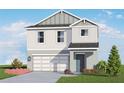 Rendering of a two-story home with a two-car garage and professionally landscaped yard at 13116 Bayberry Way, Parrish, FL 34219