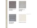 Selections of interior design elements: weathered carpet, vancouver ice tile, shaker cabinets, and quartz pebble at 15176 Cuzcorro Ct, Nokomis, FL 34275