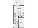 Layout of first-floor featuring a foyer, garage, kitchen, half bath, and a great room that opens to a patio at 15196 Cuzcorro Ct, Nokomis, FL 34275