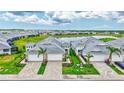 Stunning aerial view of the homes in a desirable neighborhood with a peaceful lake nearby at 251 Okeeffe Cir, Bradenton, FL 34212