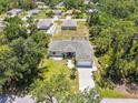 Beautifully landscaped home with a screened-in pool and well-maintained lawn, surrounded by mature trees at 1298 Russellville St, North Port, FL 34288