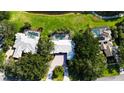 An aerial of the property in a community with pools and perfectly manicured landscaping at 3362 Charles Macdonald Dr, Sarasota, FL 34240