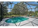 Inviting screened-in pool area with a waterfall feature, offering a private outdoor retreat at 12149 Forest Park Cir, Bradenton, FL 34211